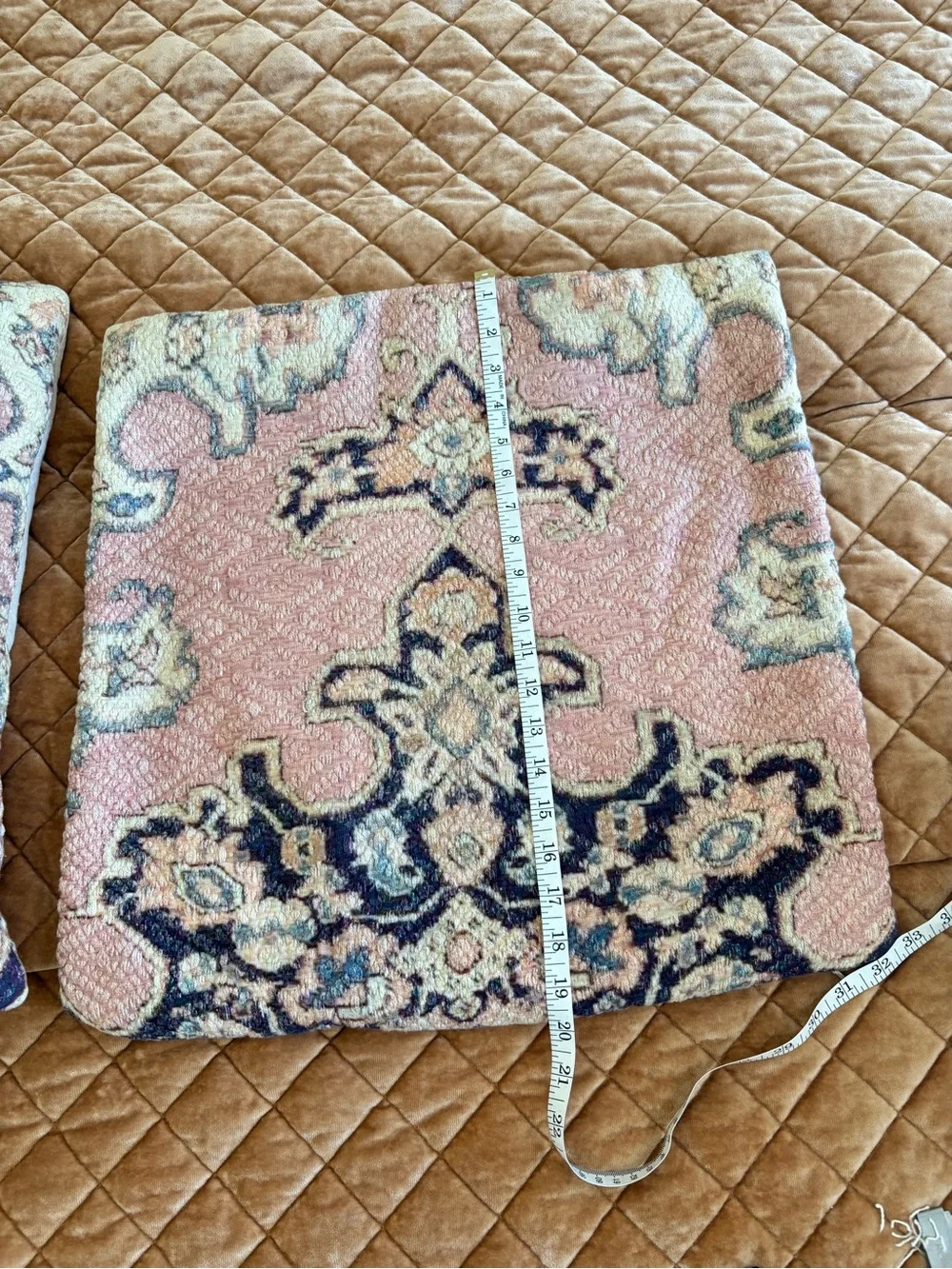 Pottery Barn Valari Decorative Pink and Navy Patterned Throw Pillow Covers x 2